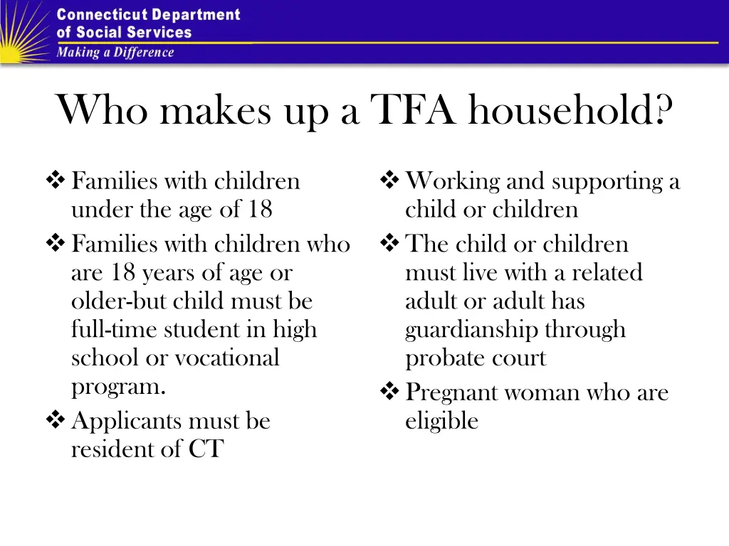 who makes up a tfa household