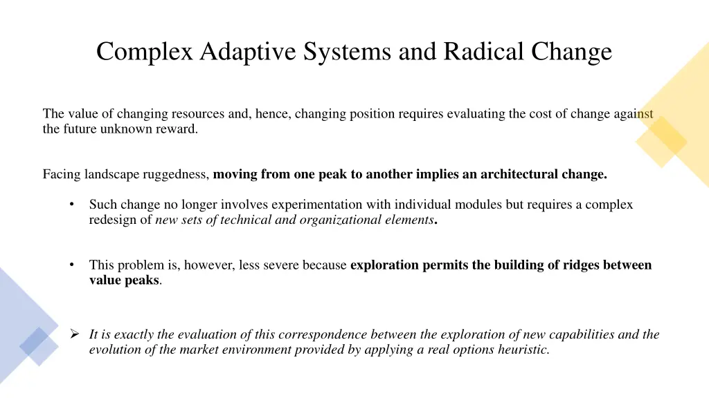 complex adaptive systems and radical change