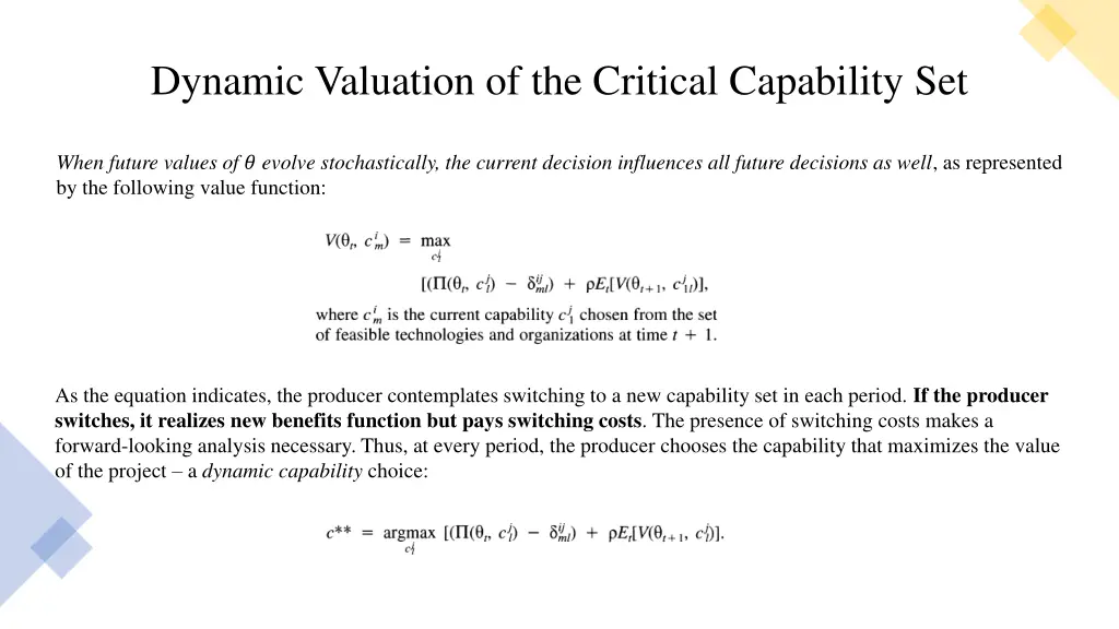 dynamic valuation of the critical capability set