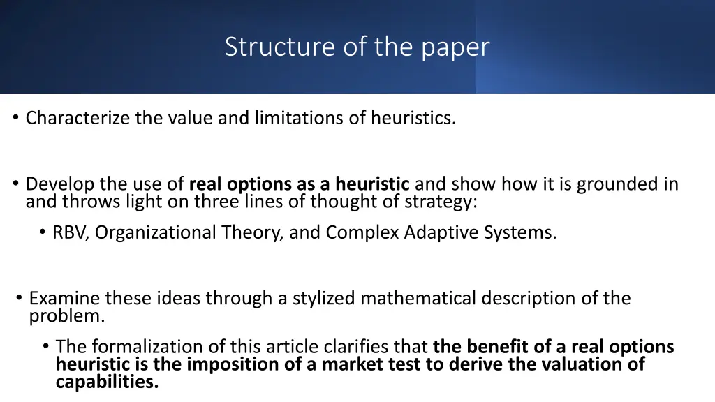 structure of the paper