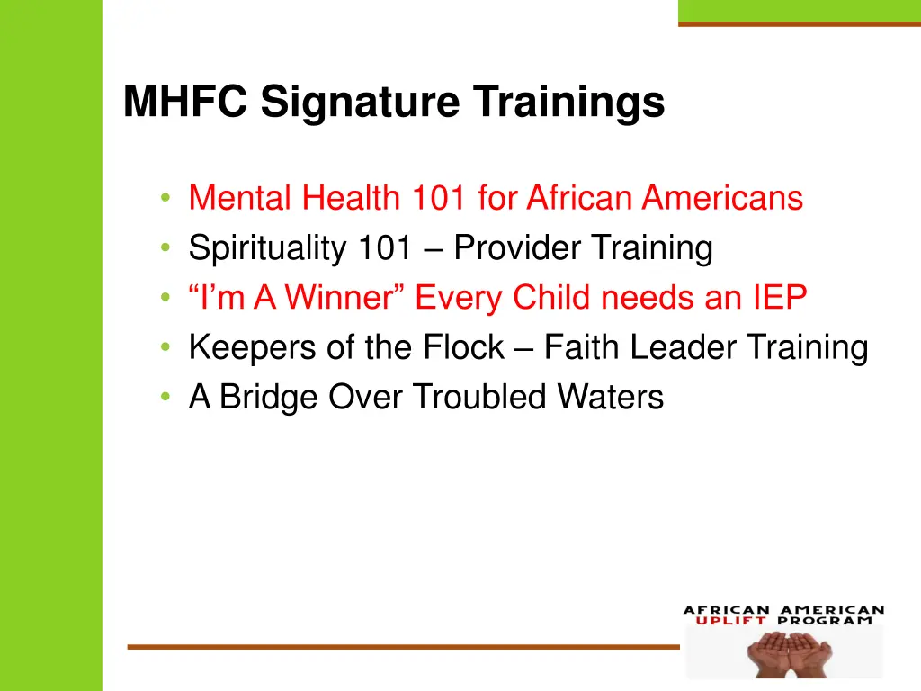 mhfc signature trainings