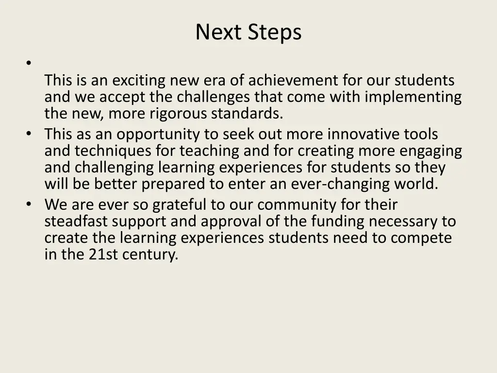 next steps