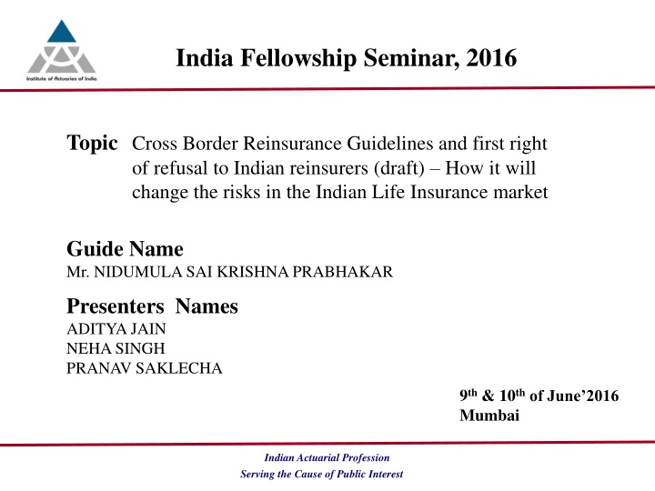 india fellowship seminar 2016