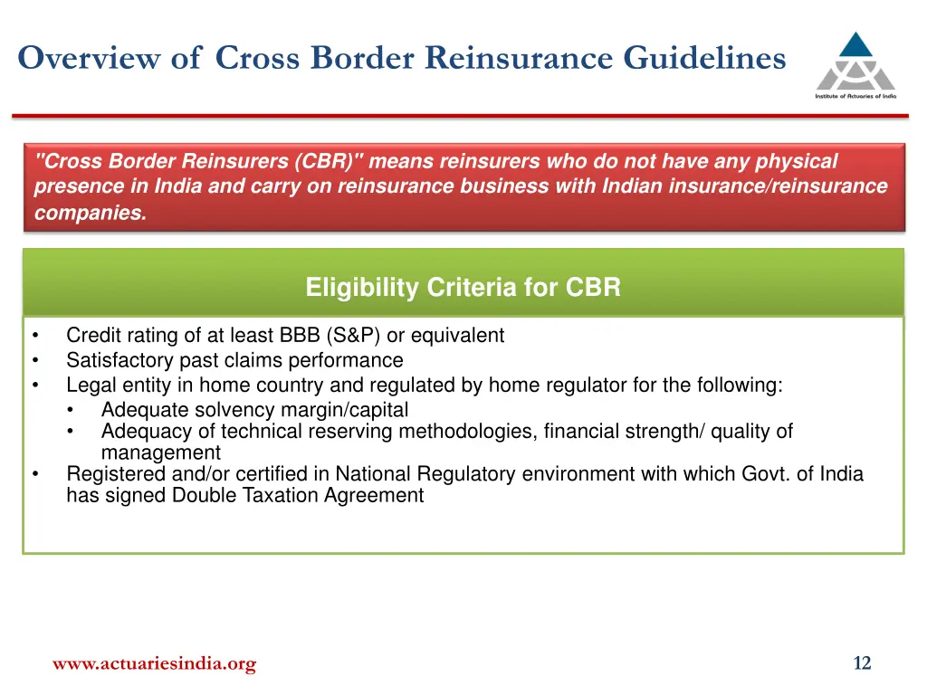 overview of cross border reinsurance guidelines