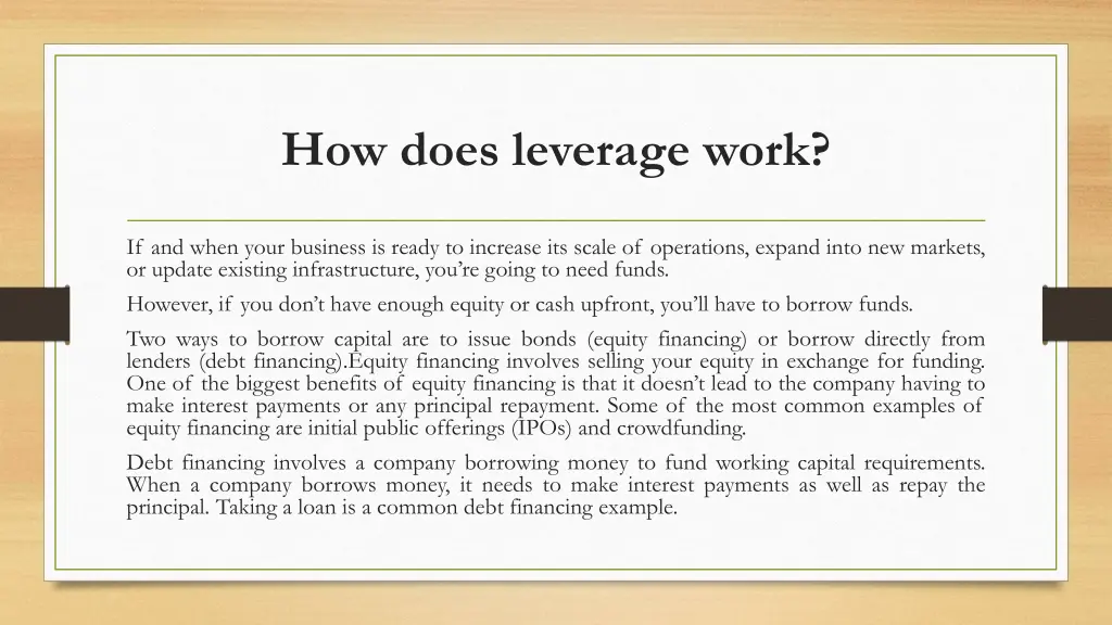 how does leverage work