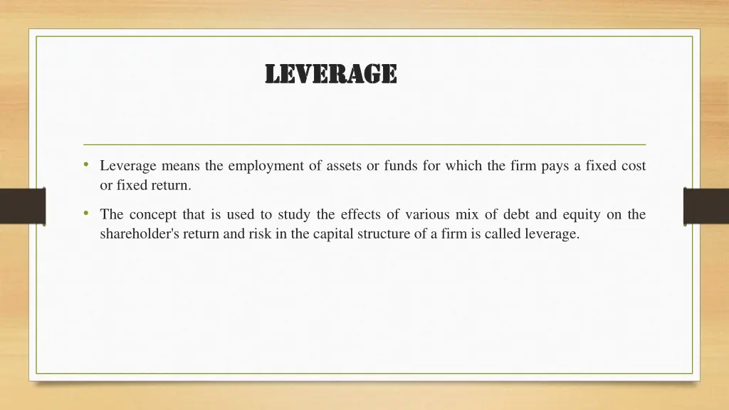 leverage leverage