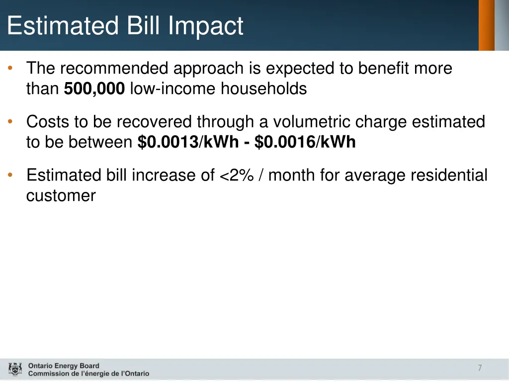 estimated bill impact