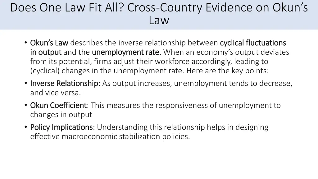 does one law fit all cross country evidence