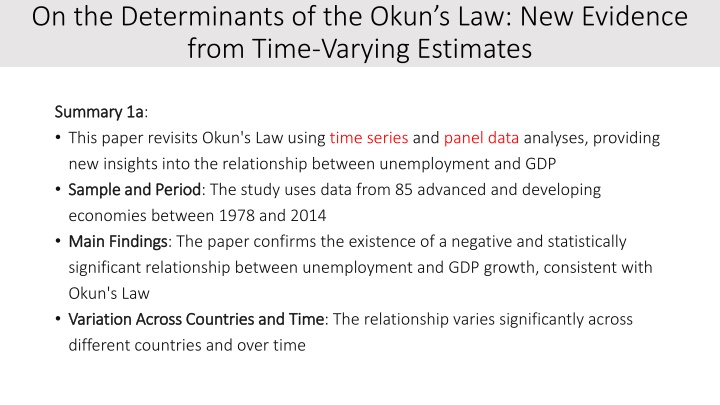 on the determinants of the okun