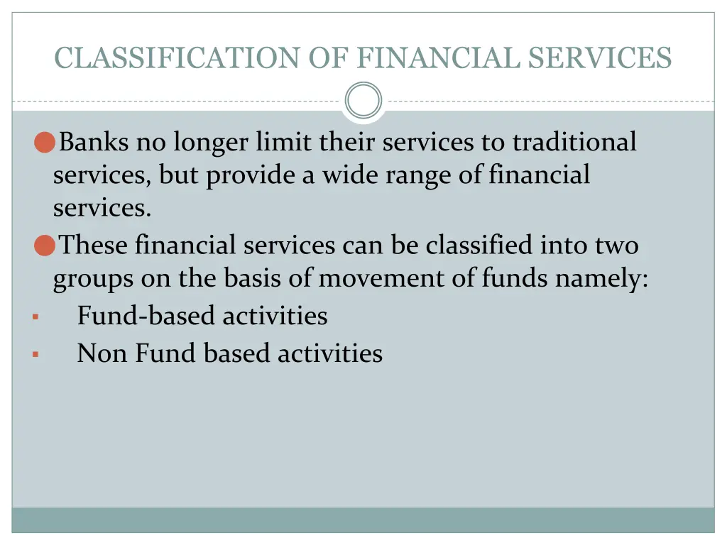 classification of financial services