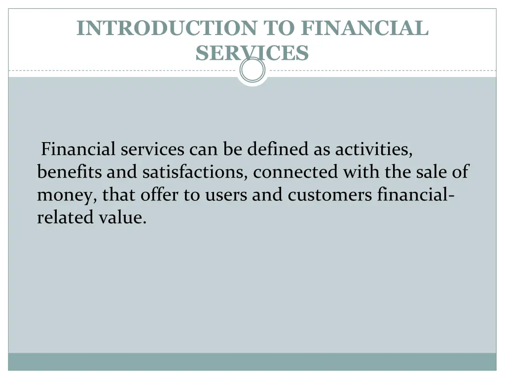 introduction to financial services