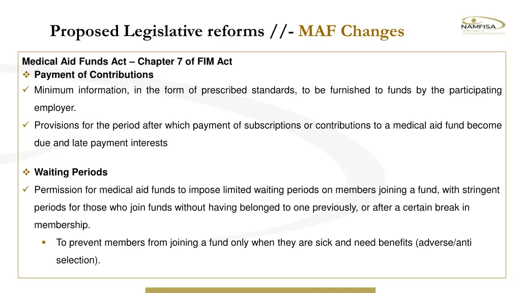proposed legislative reforms maf changes 2