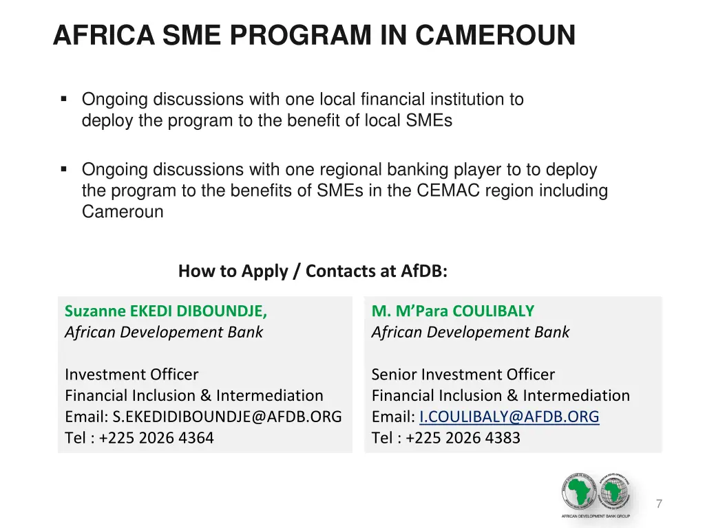 africa sme program in cameroun