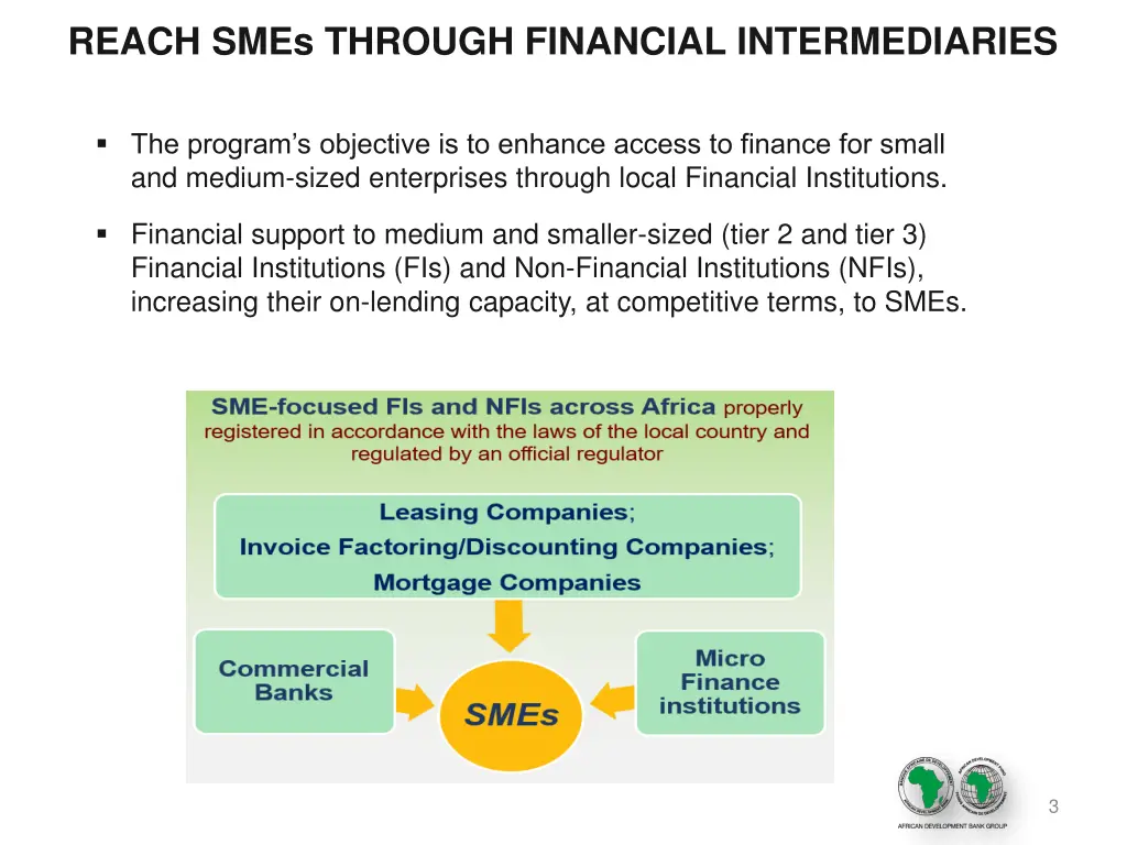 reach smes through financial intermediaries