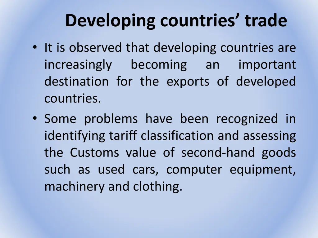 developing countries trade