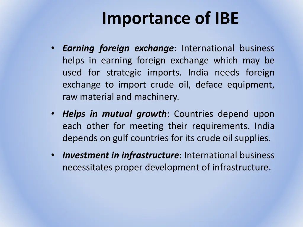importance of ibe 2