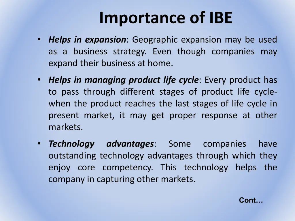 importance of ibe