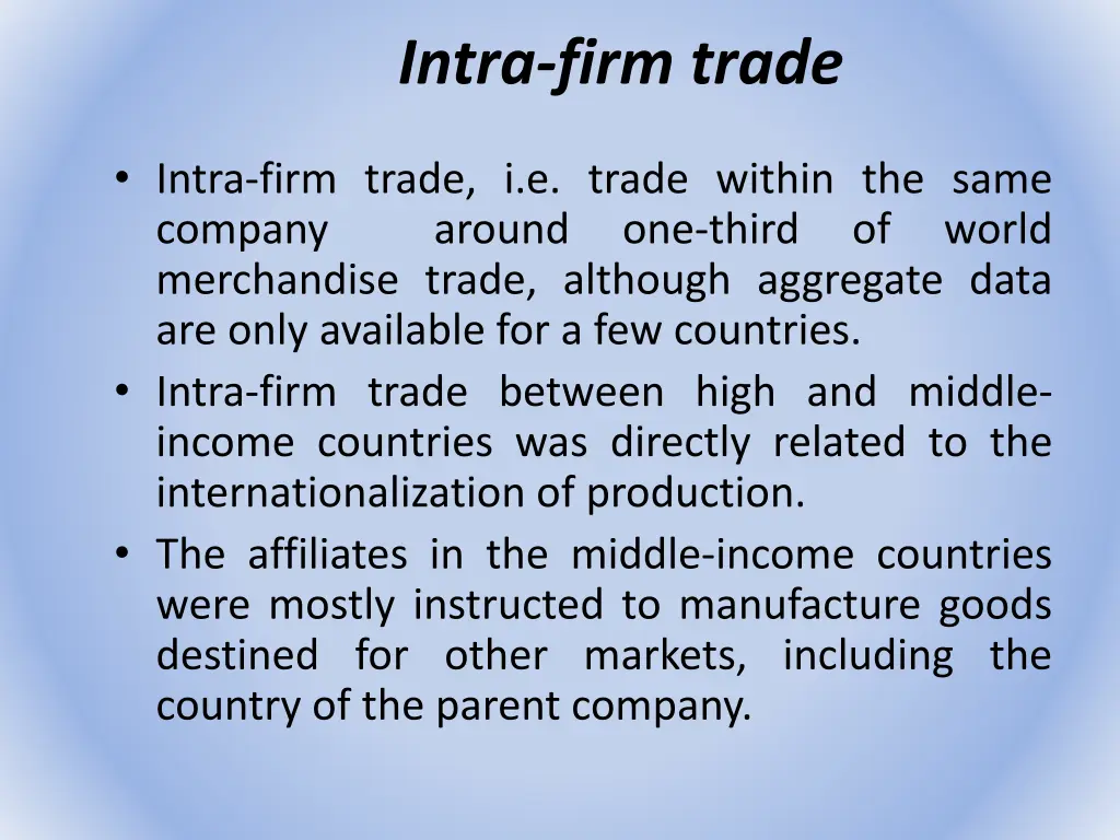 intra firm trade