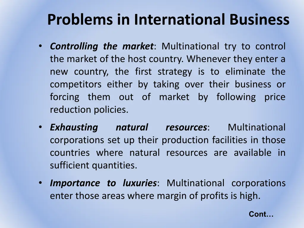 problems in international business