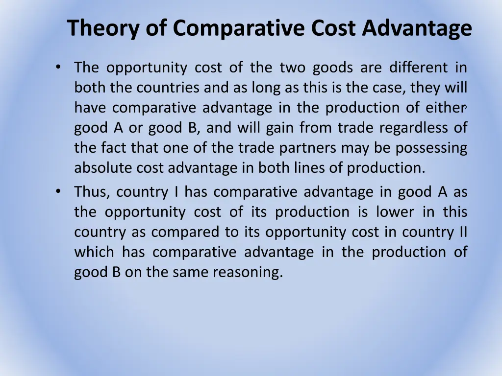 theory of comparative cost advantage 2