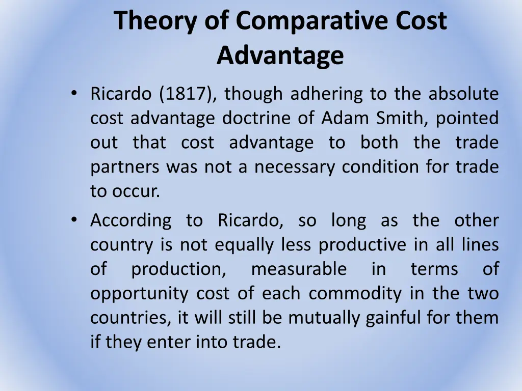 theory of comparative cost advantage