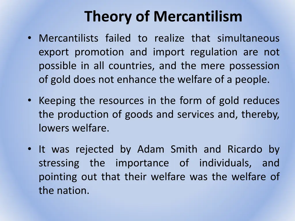 theory of mercantilism 1