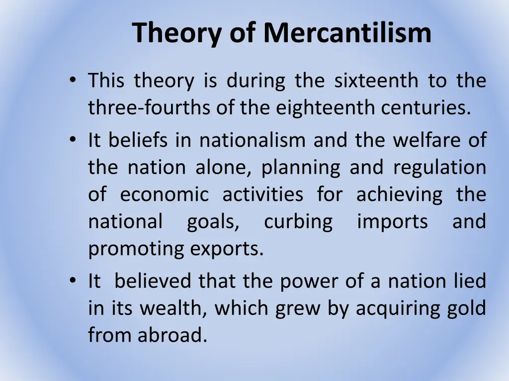 theory of mercantilism
