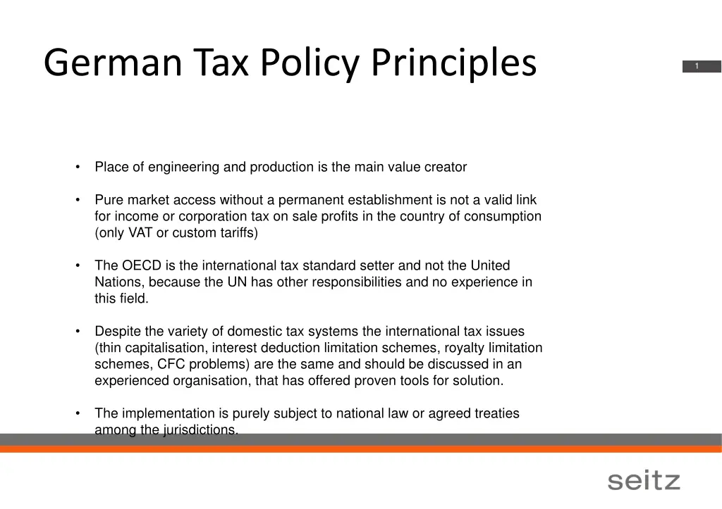 german tax policy principles