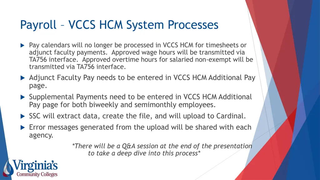 payroll vccs hcm system processes