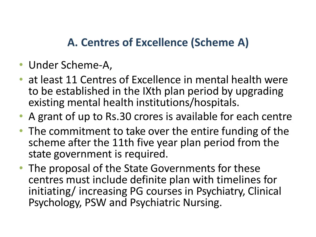 a centres of excellence scheme a