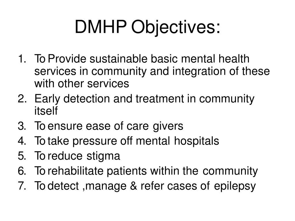 dmhp objectives