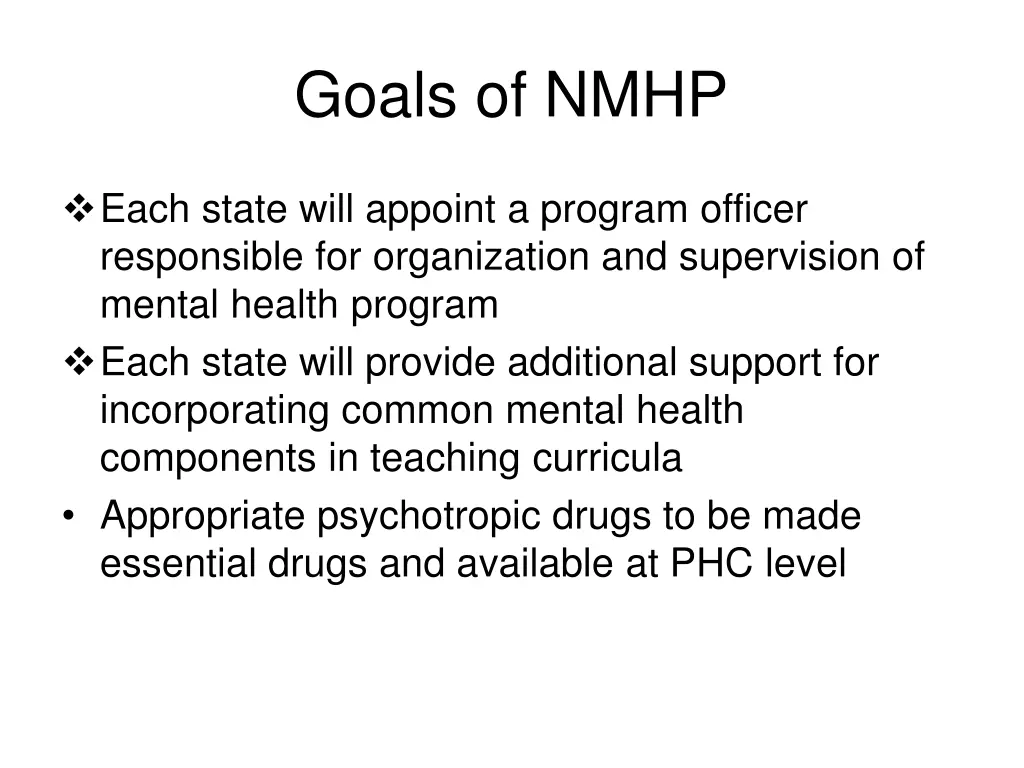 goals of nmhp 3