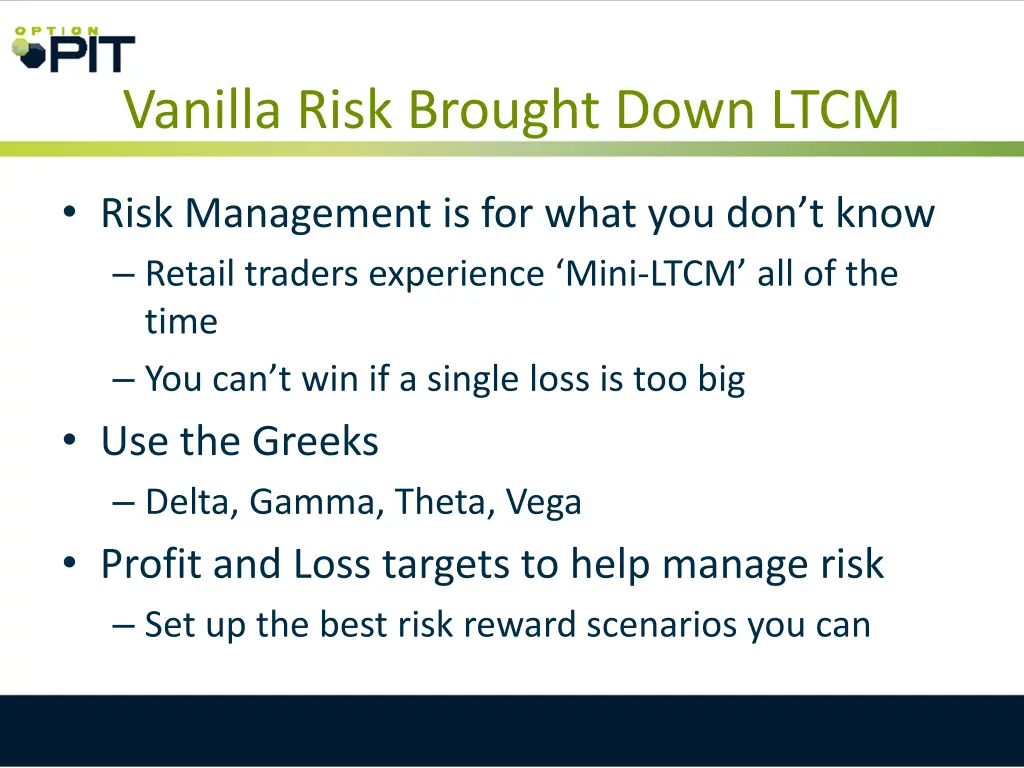 vanilla risk brought down ltcm