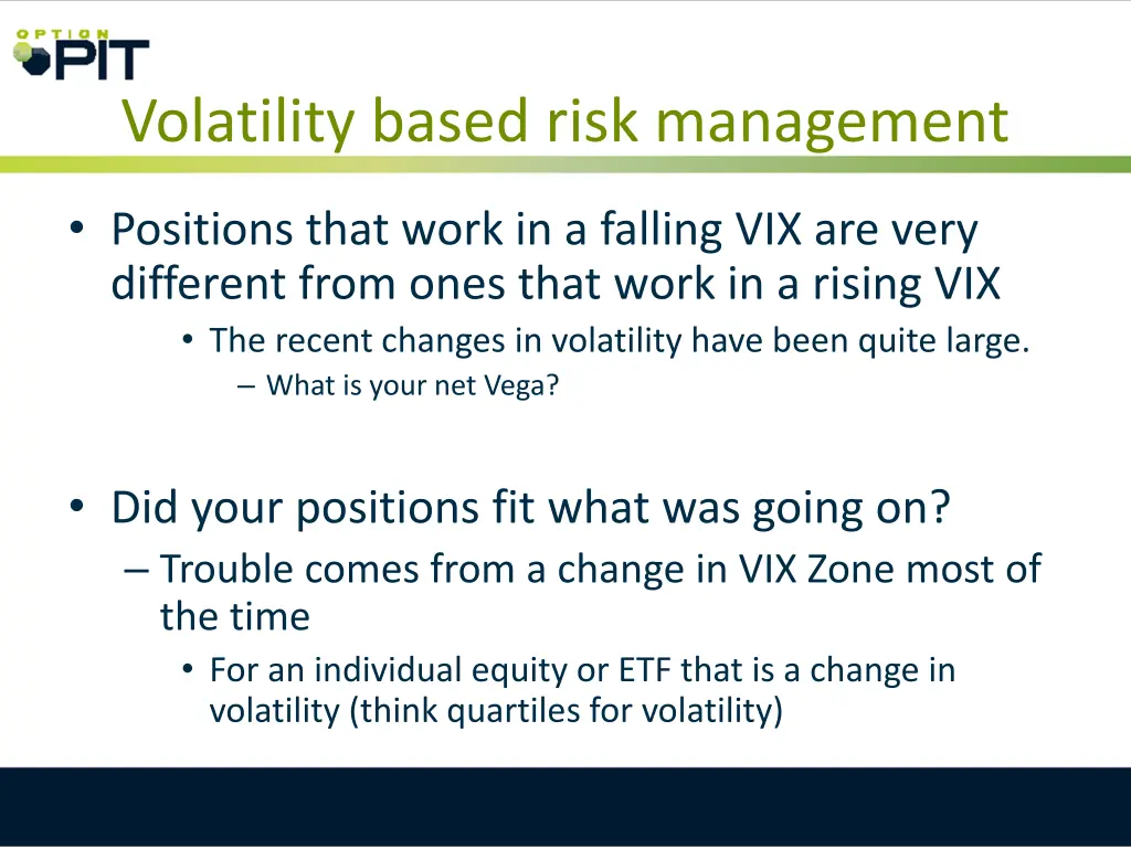 volatility based risk management 1
