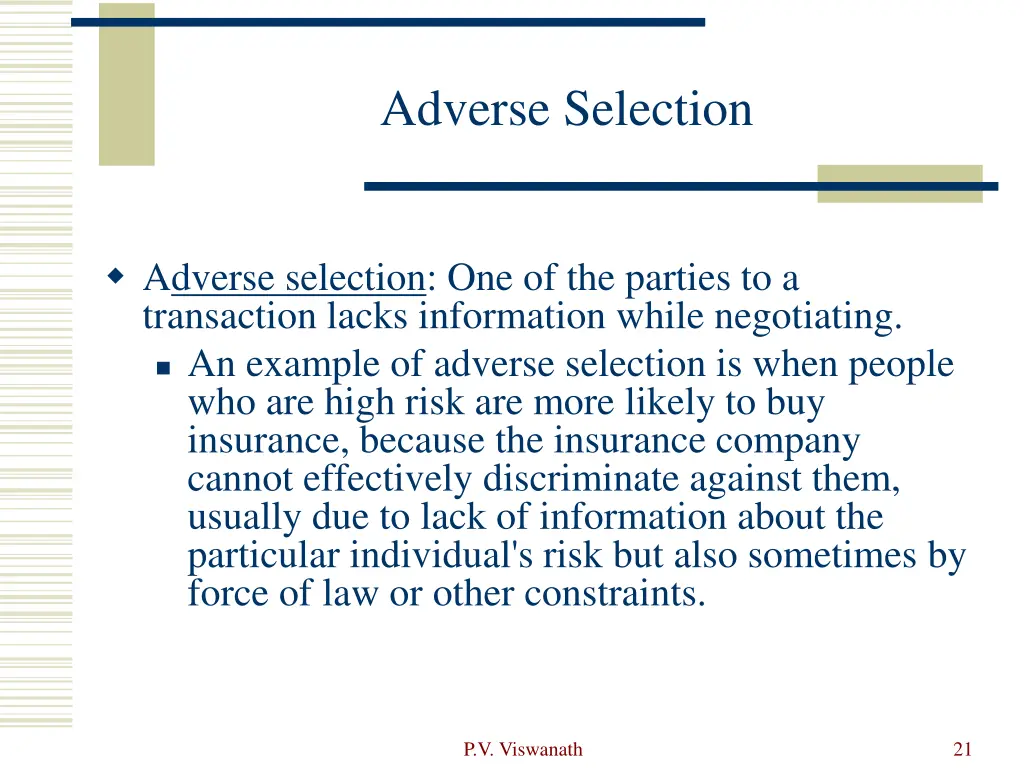 adverse selection