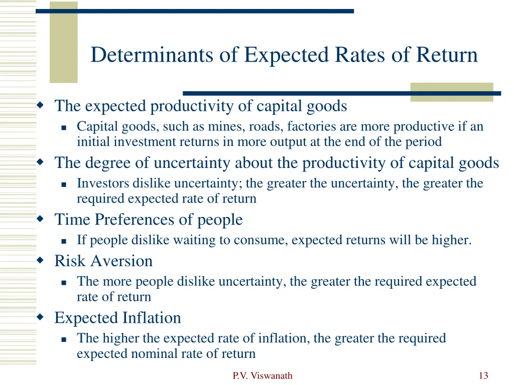 determinants of expected rates of return