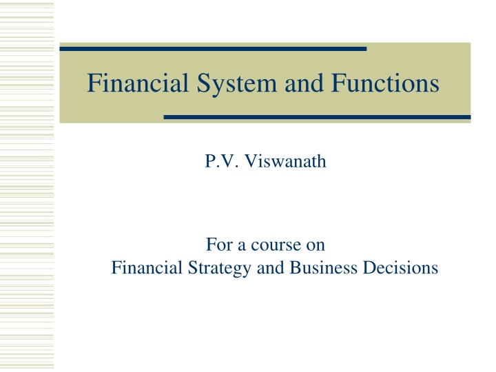 financial system and functions