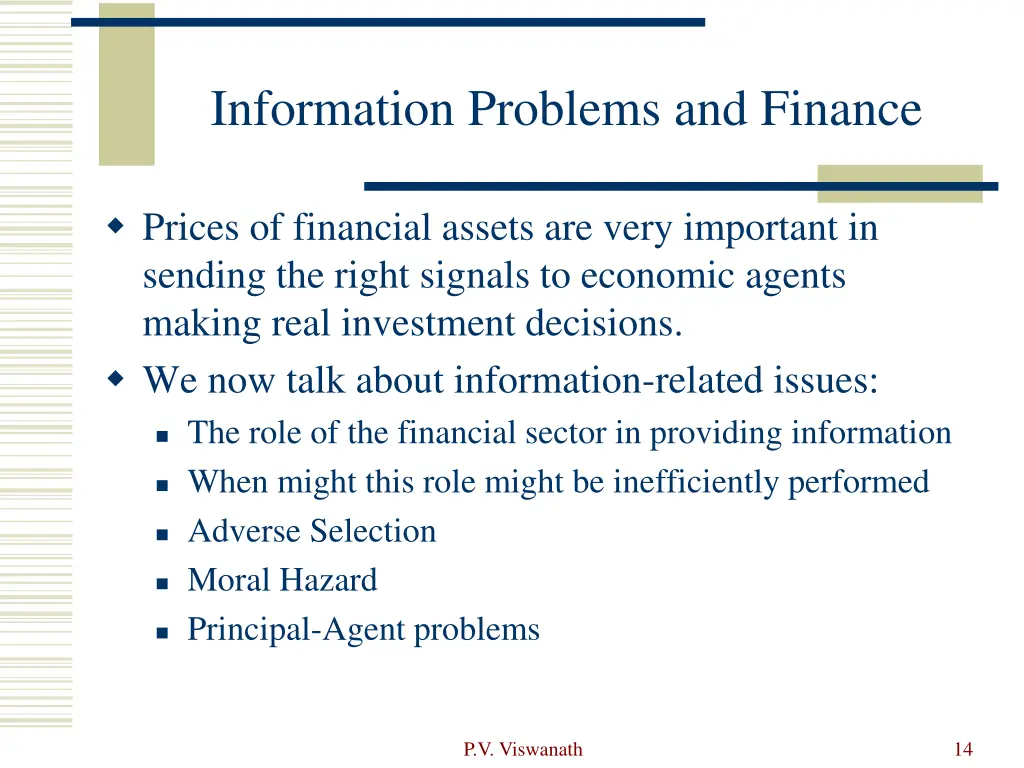 information problems and finance