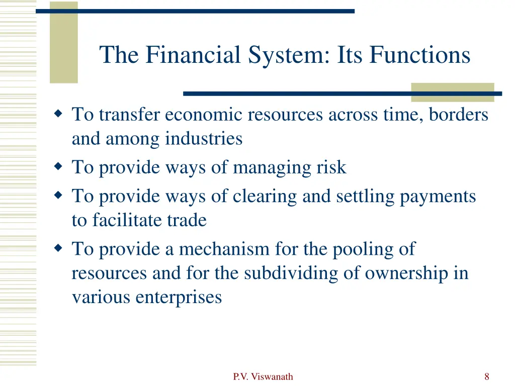 the financial system its functions