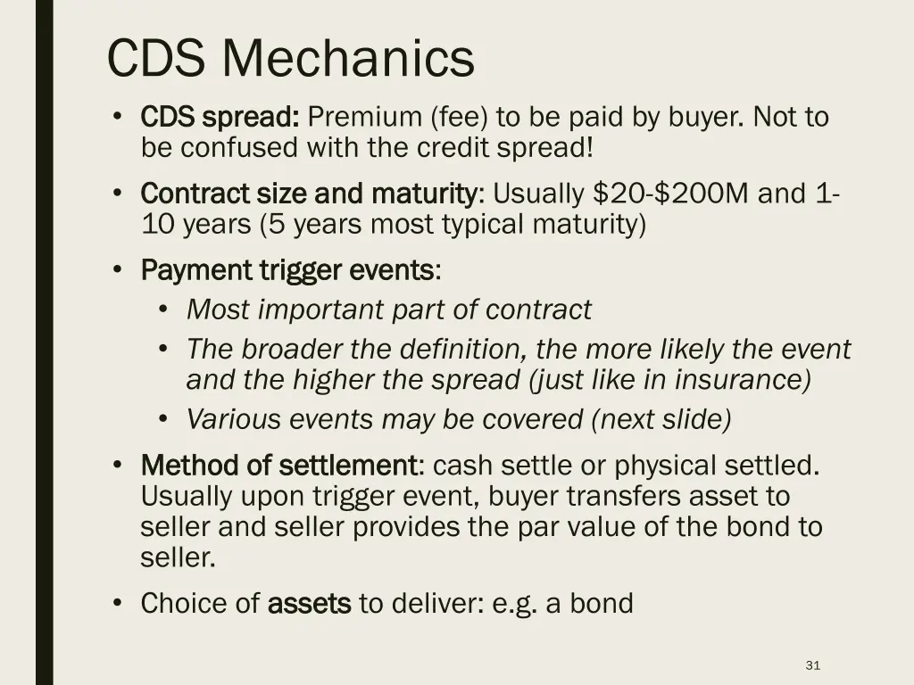 cds mechanics cds spread cds spread premium