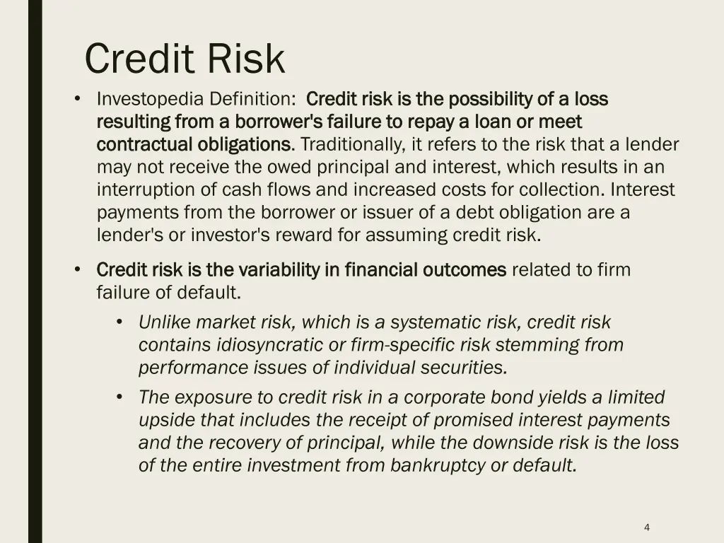 credit risk investopedia definition credit risk