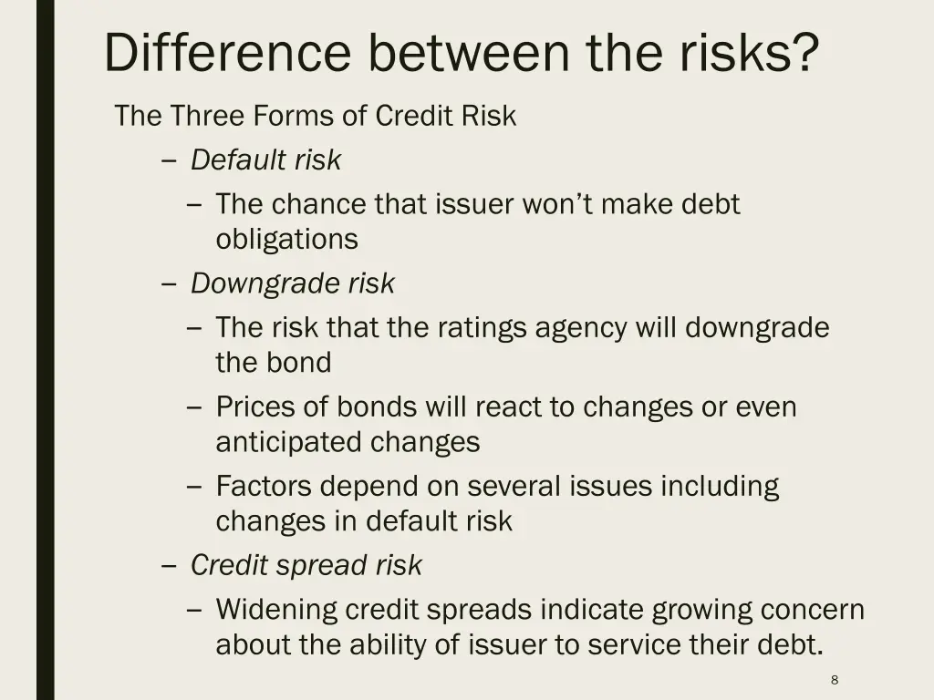 difference between the risks the three forms