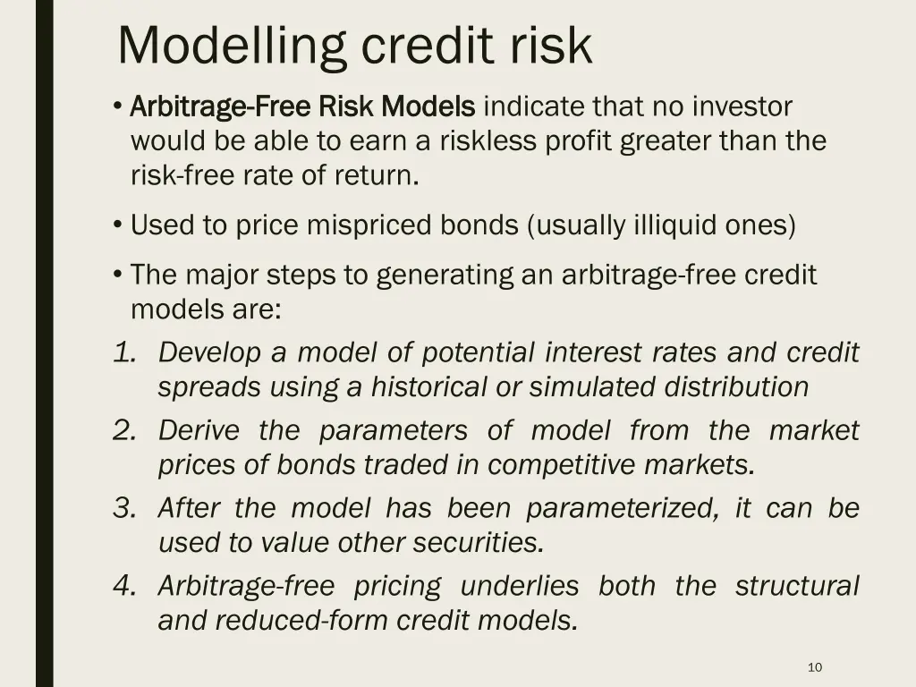 modelling credit risk arbitrage arbitrage free