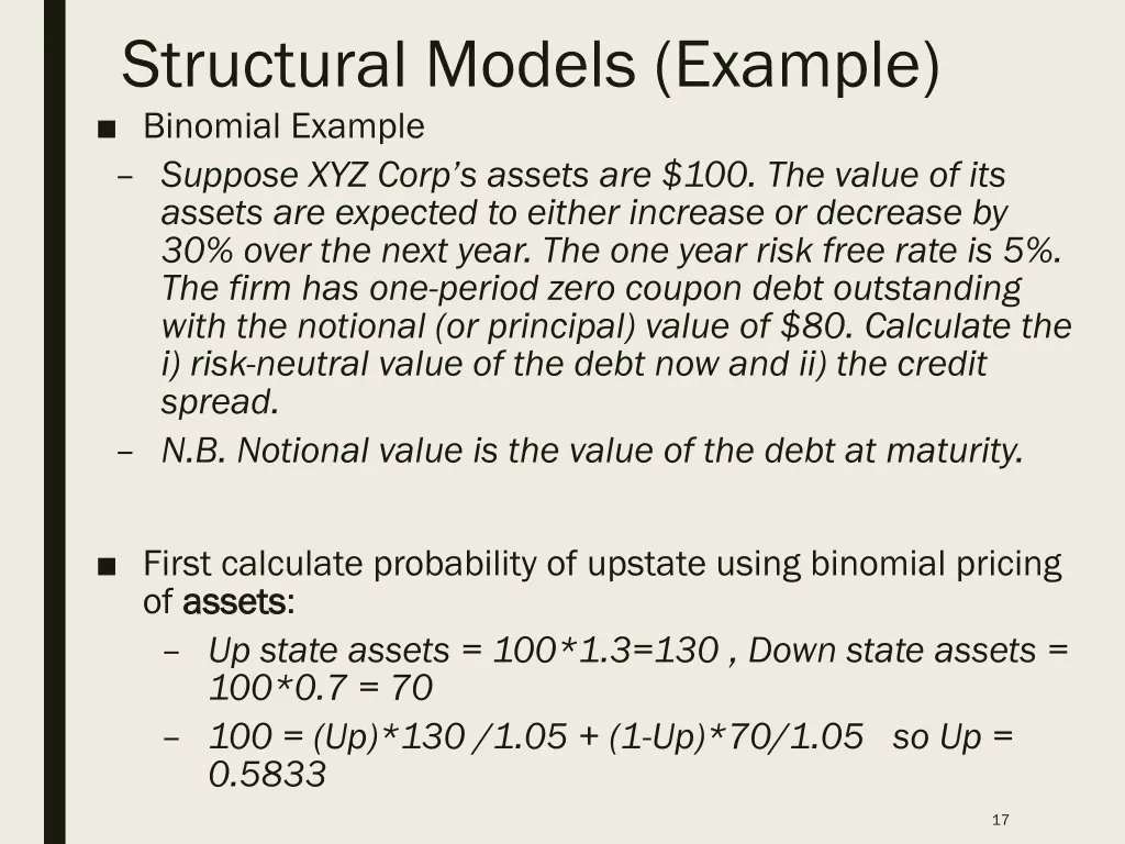 structural models example binomial example