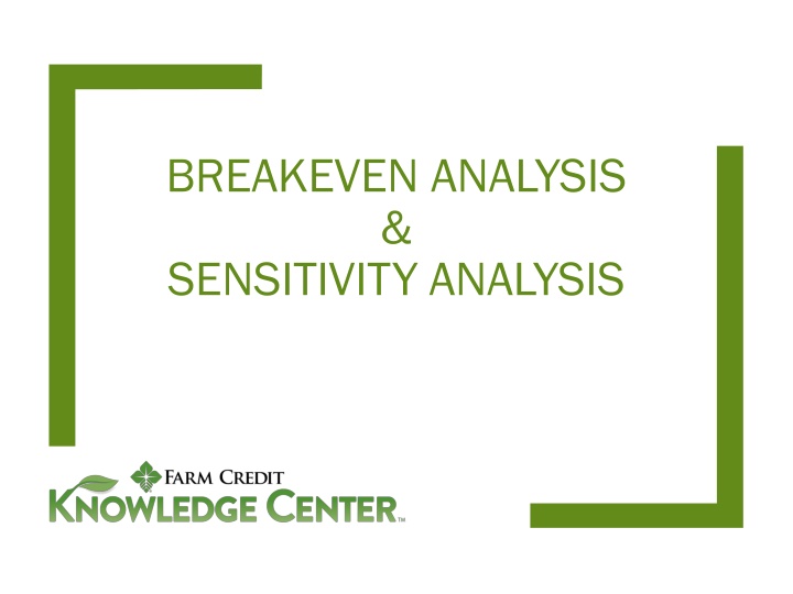 breakeven analysis sensitivity analysis