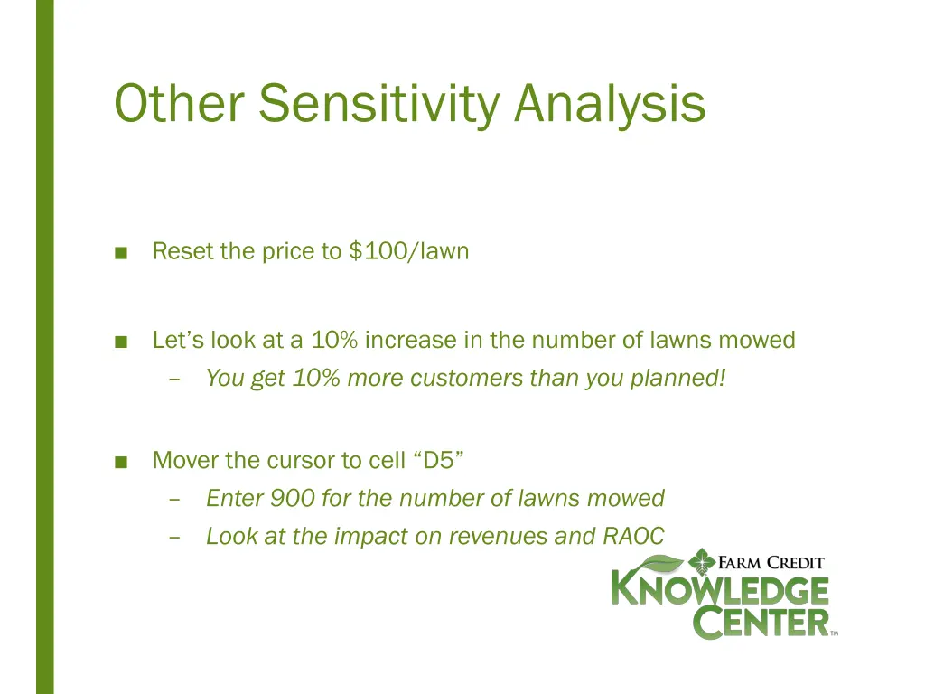other sensitivity analysis