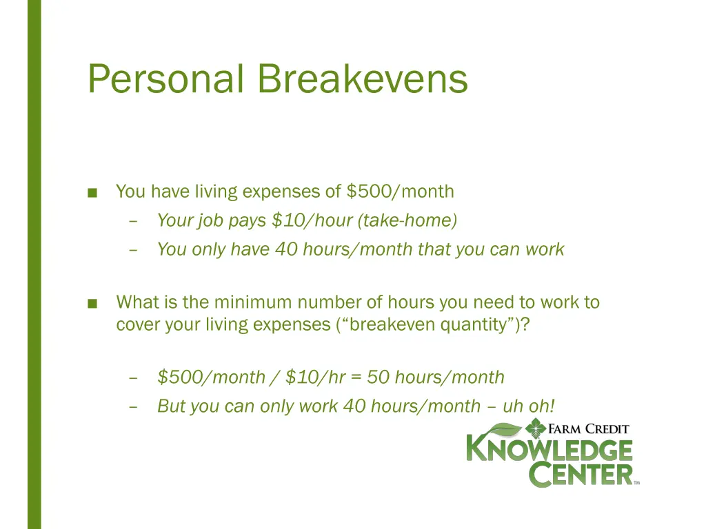 personal breakevens