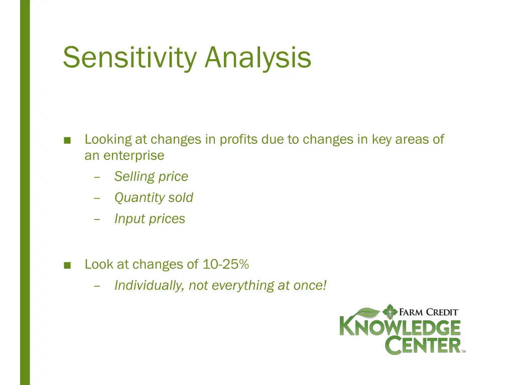 sensitivity analysis