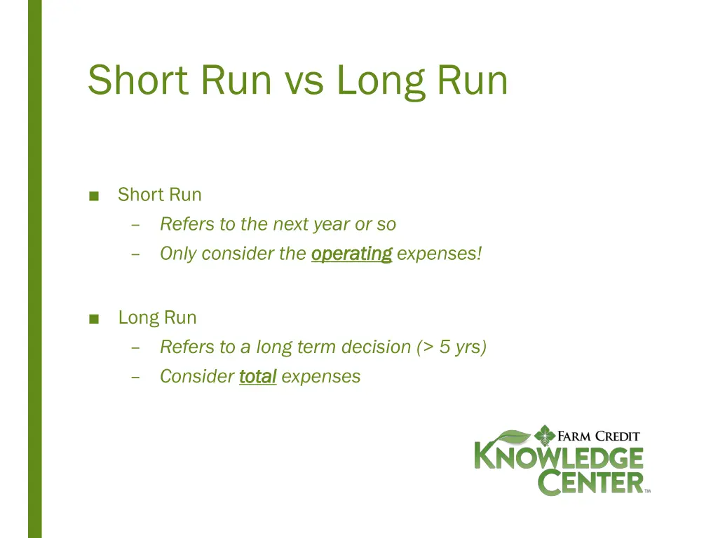 short run vs long run