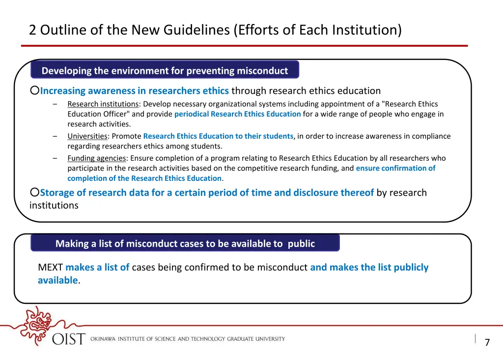 2 outline of the new guidelines efforts of each